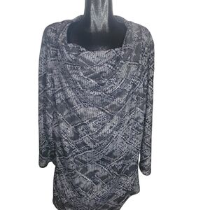 View by Walter Baker Black and Grey Cowl Neckline Tunic 2X